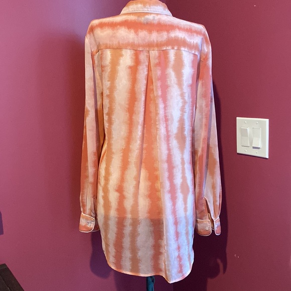 IMNYC Isaac Mizrahi Watercolor Pink Coral Button Down Shirt Medium - Picture 4 of 6